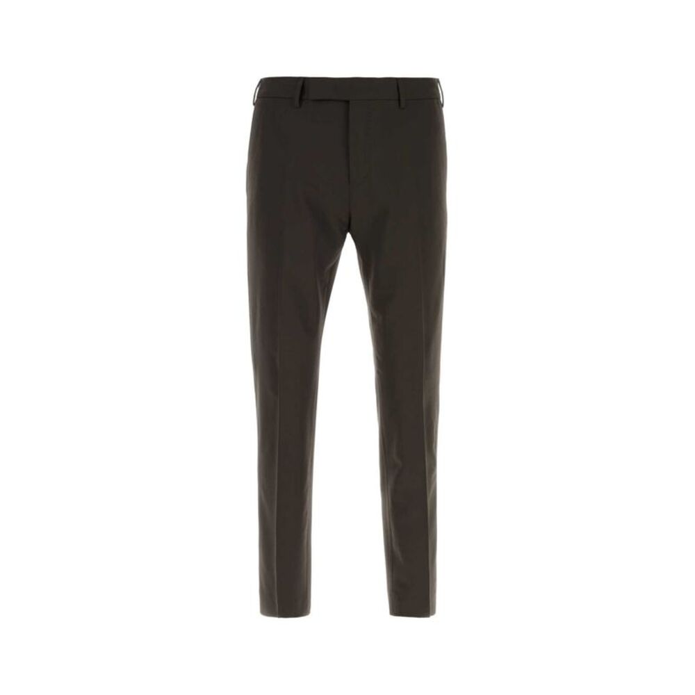 Pt Torino Men Dark Brown Stretch Wool Pant